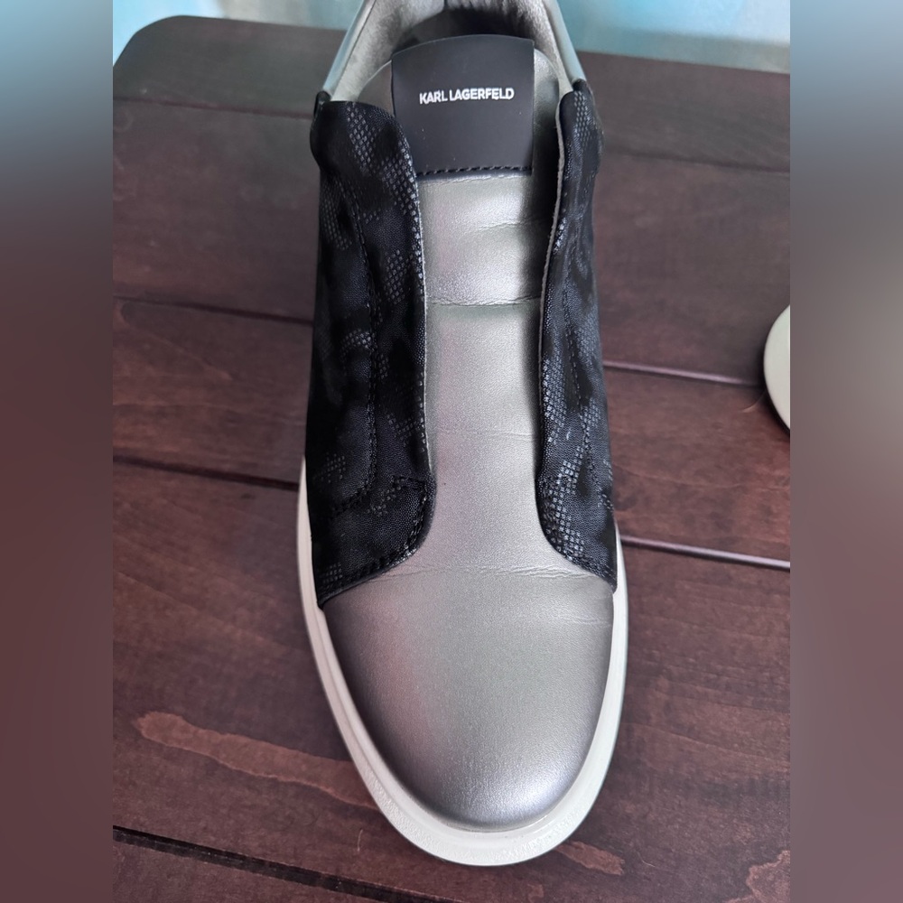 Karl Lagerfeld men’s black and silver slip on sneakers - Picture 3 of 5